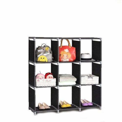 Kitcheniva Cloth Bookcase Shelf Storage Organizer 9 Cube Perspective: front