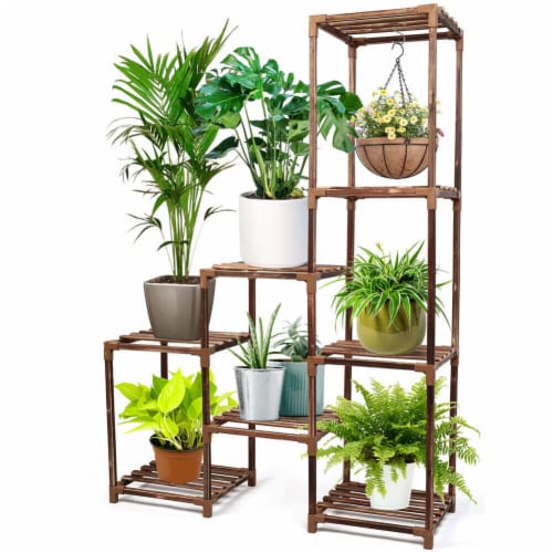 Kitcheniva Extra Large Wood Plant Stand 8 Shelf Perspective: front