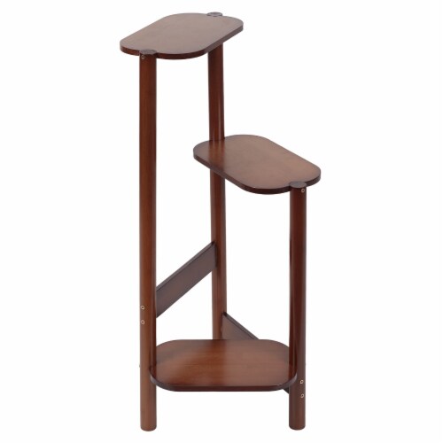Kitcheniva Bamboo Corner Plant Stand Display Rack 3 Tier Nut Brown Perspective: front