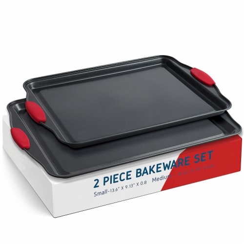 2-Piece Steel Large and Medium Nonstick Oven Baking Sheet Set 2-Piece Steel Large and Medium Nonstick Oven Baking Sheet Set
