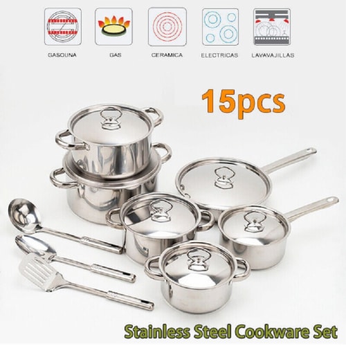Kitcheniva Nonstick Stainless Steel Pots And Pans Cookware Set Perspective: front