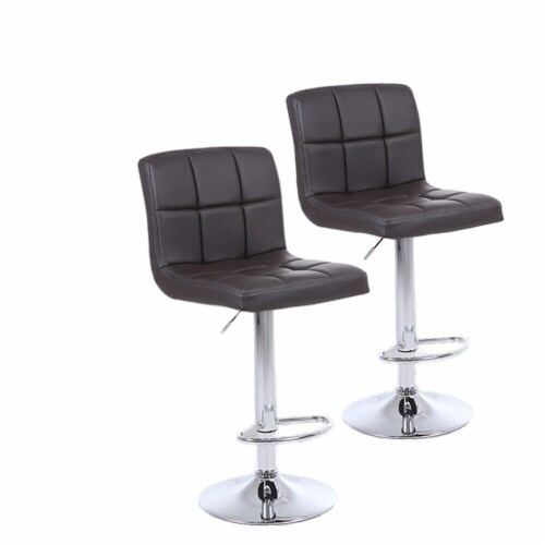 Adjustable bar stools set sales of 2 faux leather