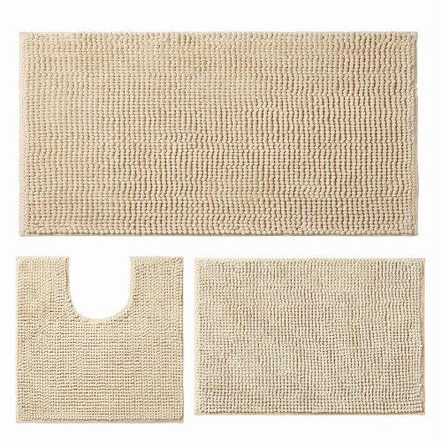Kitcheniva Non Slip Chenille Absorbent Rug Set of 3 Camel Perspective: front