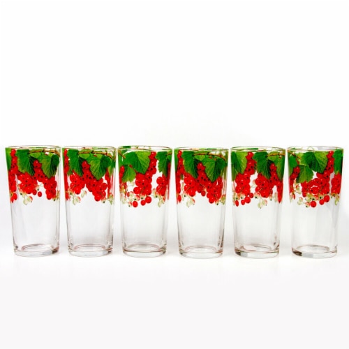 Kitcheniva Drinking Glasses Red Cherry Set of 6 Perspective: front