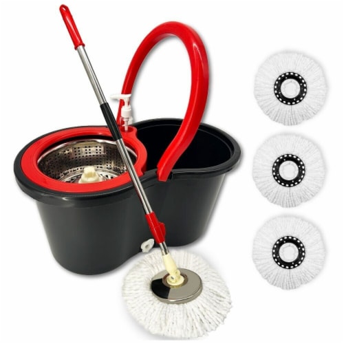 Spin Mop and Bucket System with 3 Mop Head Refills Included