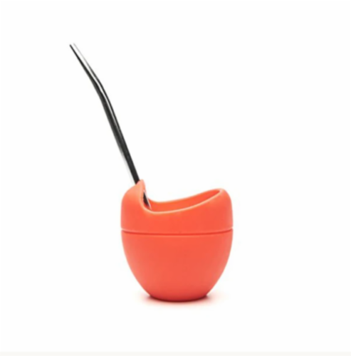 Kitcheniva Cup Gourd With Stainless Steel Straw Bombilla - Red Perspective: front