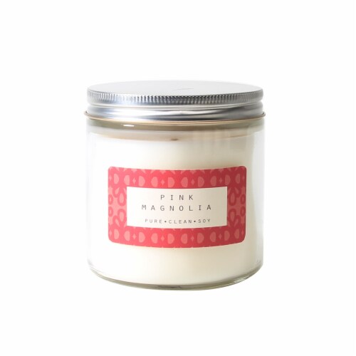 Pure Clean Soy Pink Magnolia Jar Candle - Ivory Perspective: front