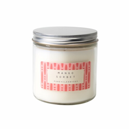 Pure.Clean.Soy Mango Sorbet Clear Jar Candle - Ivory Perspective: front