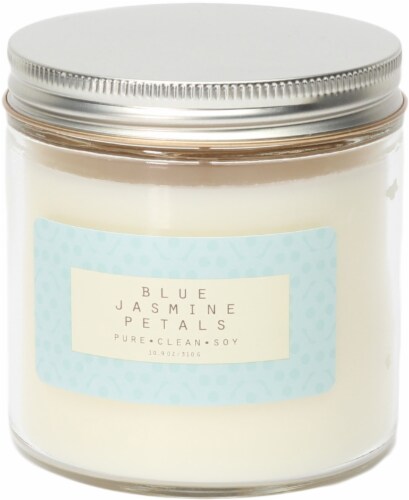 Pure Clean Soy Blue Jasmine Petals Jar Candle Perspective: front