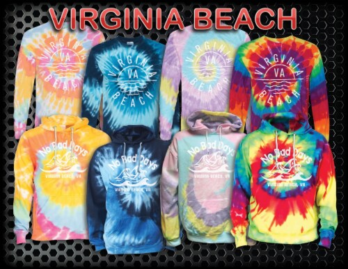 Cotton Gallery Virginia Beach Large Hoodie - Tie Dye Perspective: front