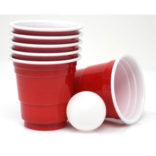 Entertaining Essentials EE120 2 oz Shot Glasses with Ping Pong, Red Perspective: front