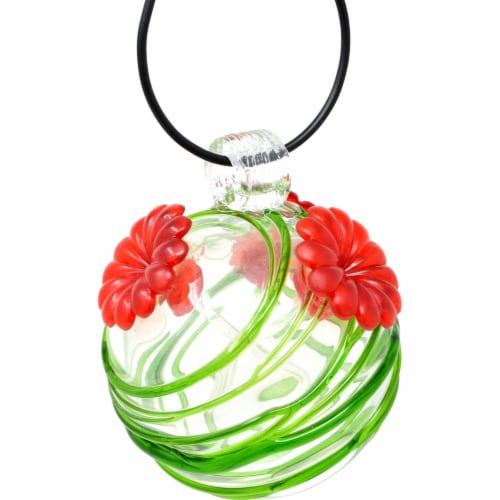 Gift Essentials GEHF007 Green Swirl Glass Hummingbird Feeder Perspective: front