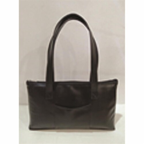 Gift Essentials GEWP402 Black Faux Leather Wine Purse for Two Bottles Perspective: front