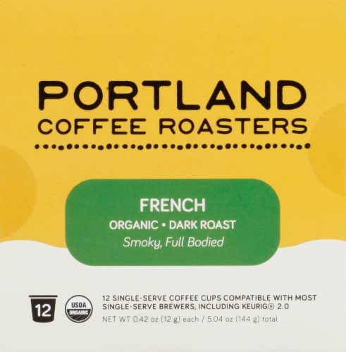 Portland Coffee Roasters French Dark Roast Organic Coffee Pods Perspective: front