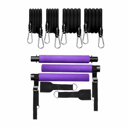 MALOOW Portable Pilates Bar w/ Adjustable Resistance Bands & Travel Bag,  Purple, 1 Piece - Metro Market