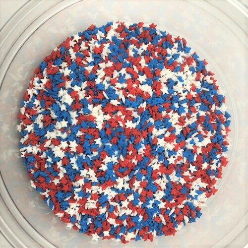 Patriotic Star Shapes MINI Red White Blue Stars Topping Sprinkles 2 pound Perspective: front