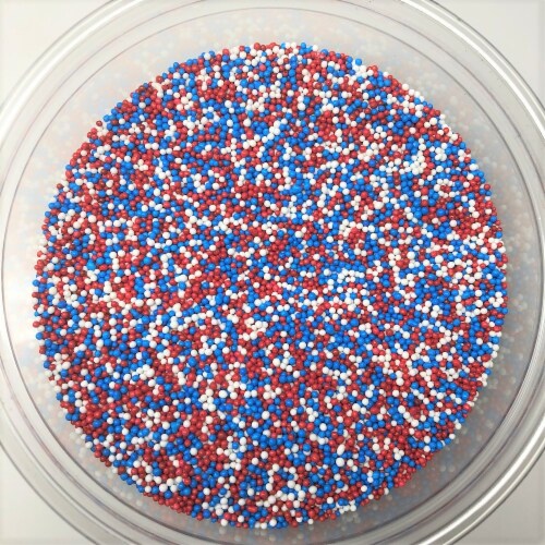 Patriotic Nonpareils Red White Blue All American Topping Sprinkles 1 pound Perspective: front