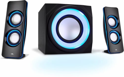 Cyber Acoustics Bluetooth Speaker System with LED Lighting Effects - Black Perspective: front