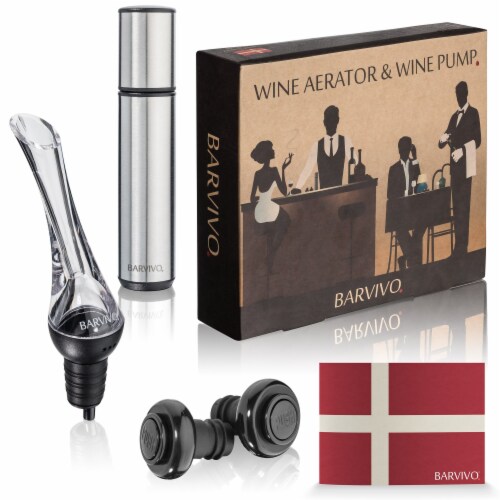 Barvivo Red Wine Aerator & Pump with 2 Stoppers - Ultimate Gift for Any Occasion Perspective: front