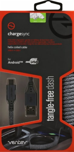 Ventev Chargesync Helix Coiled Cable Android™ Perspective: front