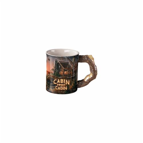 Wild Wings Brown & Blue Sculpted Mug, Cabin Sweet Cabin Perspective: front