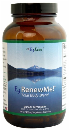 E3Live E3RenewMe! Total Body Blend Supplement Capsules 400mg Perspective: front