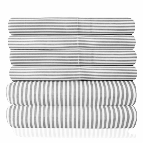 Sweet Home Collection | 4-Piece Classic Stripes Microfiber Sheets, Twin, Gray Perspective: front