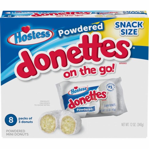 Hostess Donettes Mini Donuts, Powdered, 10.5 Ounce (Pack of 6) Perspective: front
