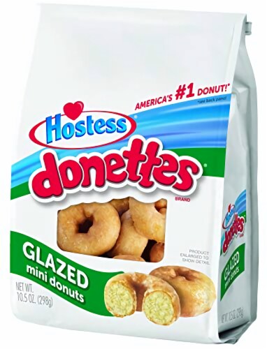 Hostess Donettes Mini Donuts, Glazed, 10.5 Ounce (Pack of 6) Perspective: front