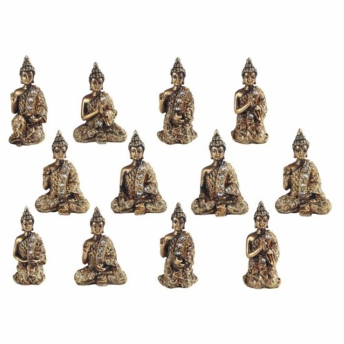 FC Design 12-PC Miniature Bronze Thai Buddha in Different Poses 3.5 H Figurine Set Home Decor Perspective: front
