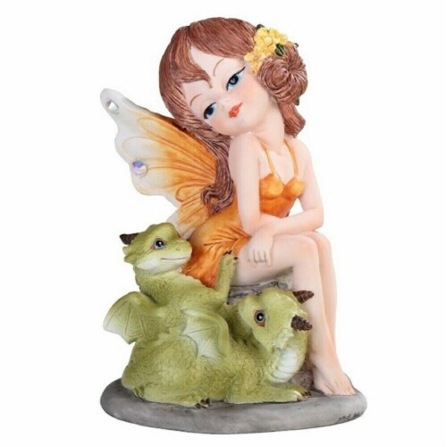 FC Design 4.75 H Orange Fairy with Two Cute Dragons Statue Fantasy Figurine Home Decor Perspective: front