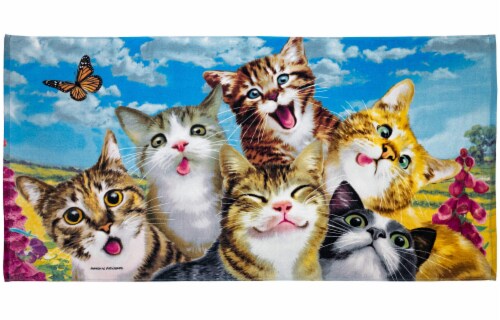Dawhud Direct Cats Selfie Beach Towel for Women, Girls, Kids, Men 30 x60  Pool Towel Perspective: front