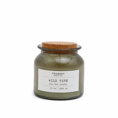 Foundry Candle Co. Wild Fern Soy Wax Candle - Olive Green Perspective: front
