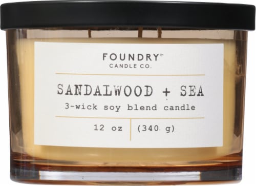 Foundry™ Candle Sandalwood + Sea 3 Wick Soy Blend Candle Perspective: front