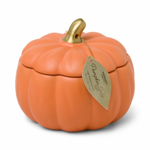 Foundry Candle Co. 10 oz Pumpkin Spice Scented Pumpkin Jar Candle - Fall Collection Perspective: front