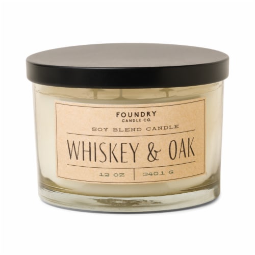Foundry Candle Co. Whiskey & Oak Soy Blend Candle Perspective: front