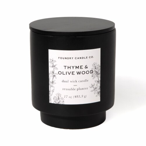 Foundry Candle Co. Thyme & Olive Wood Scented Jar Candle Perspective: front