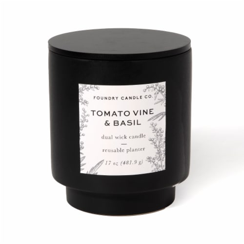 Foundry Candle Co. Tomato Vine & Basil Scented Jar Candle Perspective: front