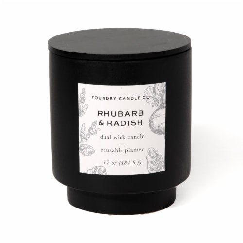 Foundry Candle Co. Rhubarb & Radish Scented Jar Candle Perspective: front