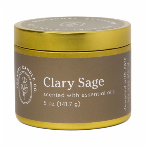 Foundry Gold Tin Clary Sage Candle Perspective: front