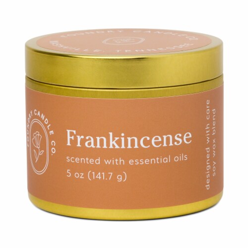 Foundry Gold Tin Frankincense Candle Perspective: front