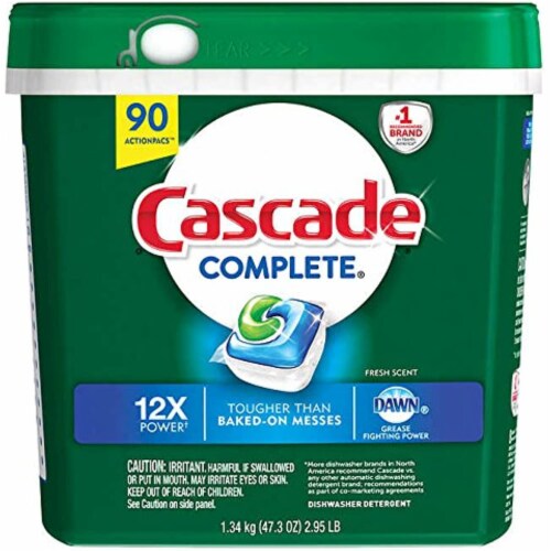 Cascade ActionPacs Dishwasher Detergent (Complete 90 Count), (Pack of 1), White Perspective: front