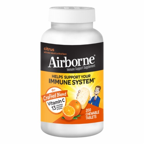 Airborn®  Orange Citrus Chew Immune Support Supplement Perspective: front