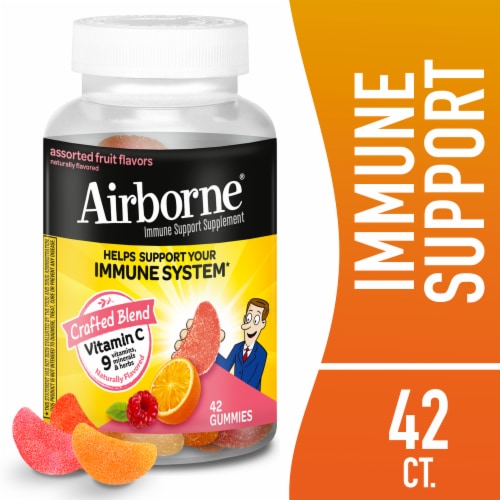 Airborne Immune Support Assorted Fruit Flavor Gummies Perspective: front