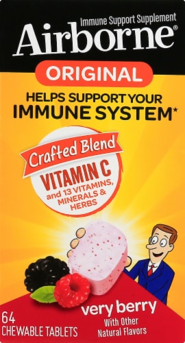 Airborne Original Immune Support Berry Chewable Tablets Perspective: front