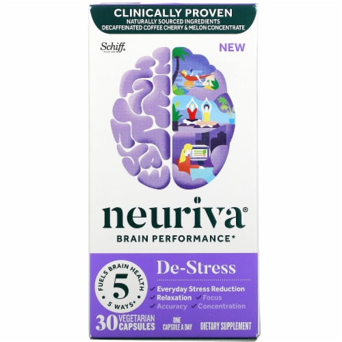 Neuriva® De-Stress Brain Performance Supplement Vegetarian Capsules Perspective: front