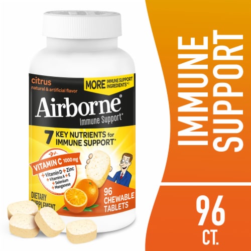 Airborne Immune Support Citrus Chewable Tablets Perspective: front