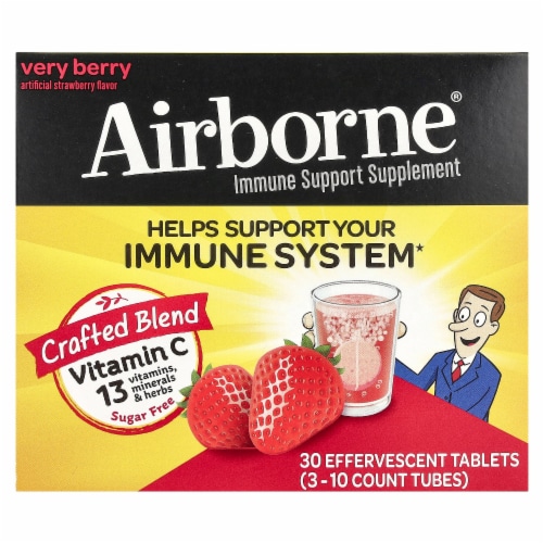 Airborn® Original Very Berry Immune Support Supplement Effervescent Tablets Perspective: front