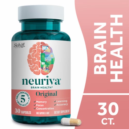 Neuriva Original Memory Focus Concentration Brain Health Supplement Capsules Perspective: front