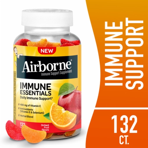 Airborne Immune Essentials Vitamin C Assorted Fruit Gummies Perspective: front